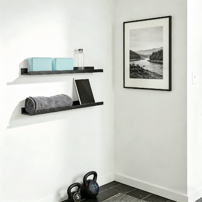 Tablettes flottantes de 23,6 po Bomeda, H 1,69 po x l 23,62 po x P 5,12 po, Noir