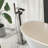 Infinity Single Handle Floor Mount Roman Tub Faucet with Hand Shower in Brushed Nickel