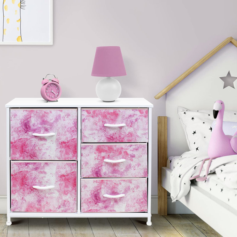 Commode 5 tiroirs l 33,5 po, Rose Tie-Dye