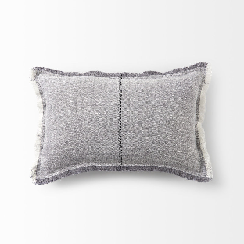 Housse de coussin lombaire à franges gris clair