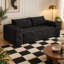 Canapé 3 places moderne de 200 cm (78,8 po) en velours côtelé doux, assise profonde et confortable, livré monté, idéal pour appartement, chambre ou bureau, noir.