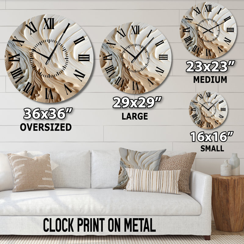 Modern Wall Clock, Abstract Decorative Clock - White Flow III, Oversized