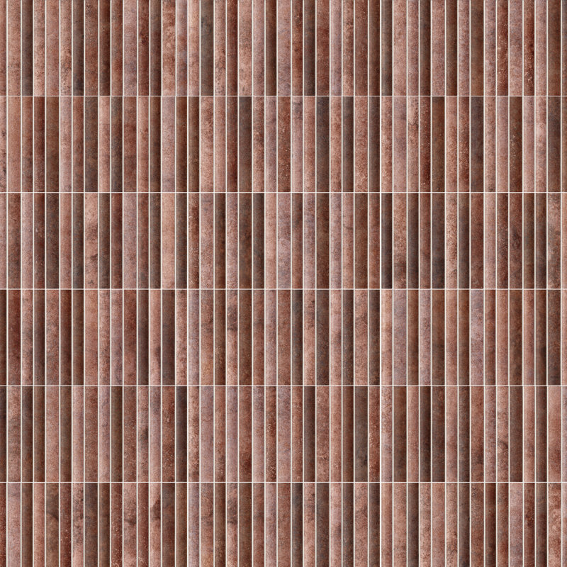 Rubik 5-7/8"x11-3/4" Fluted Ceramic Wall Tile, Red
