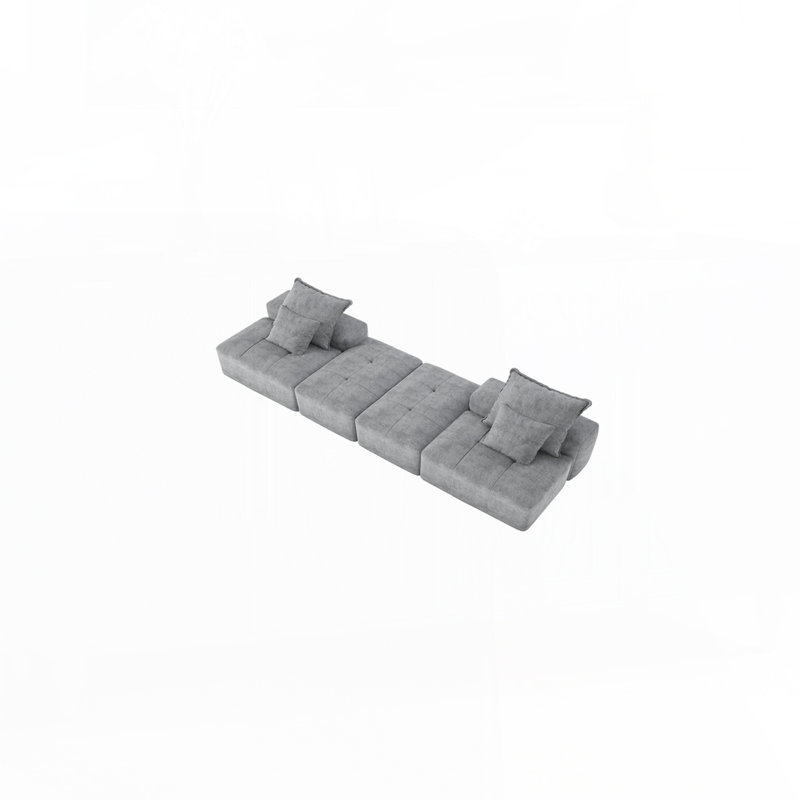 Canapé modulaire surdimensionné moderne avec 2 repose-pieds, Gris chenille
