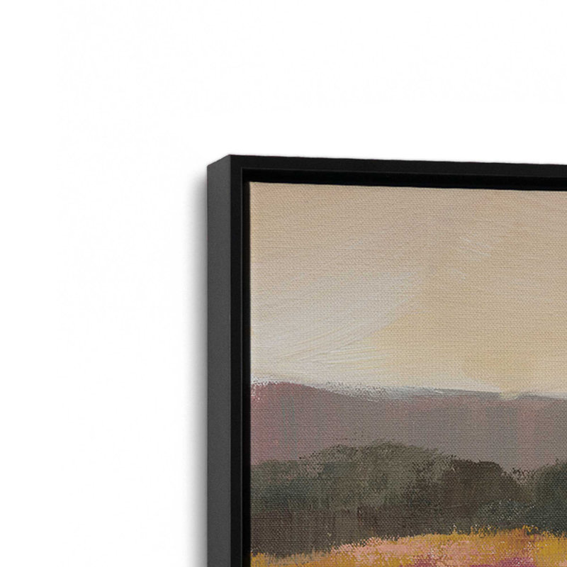«Coral and Magenta Meadow» par Silvia Vassileva, reproduction d'art sur toile, H 18 po x l 24 po, Cadre flottant, Noir