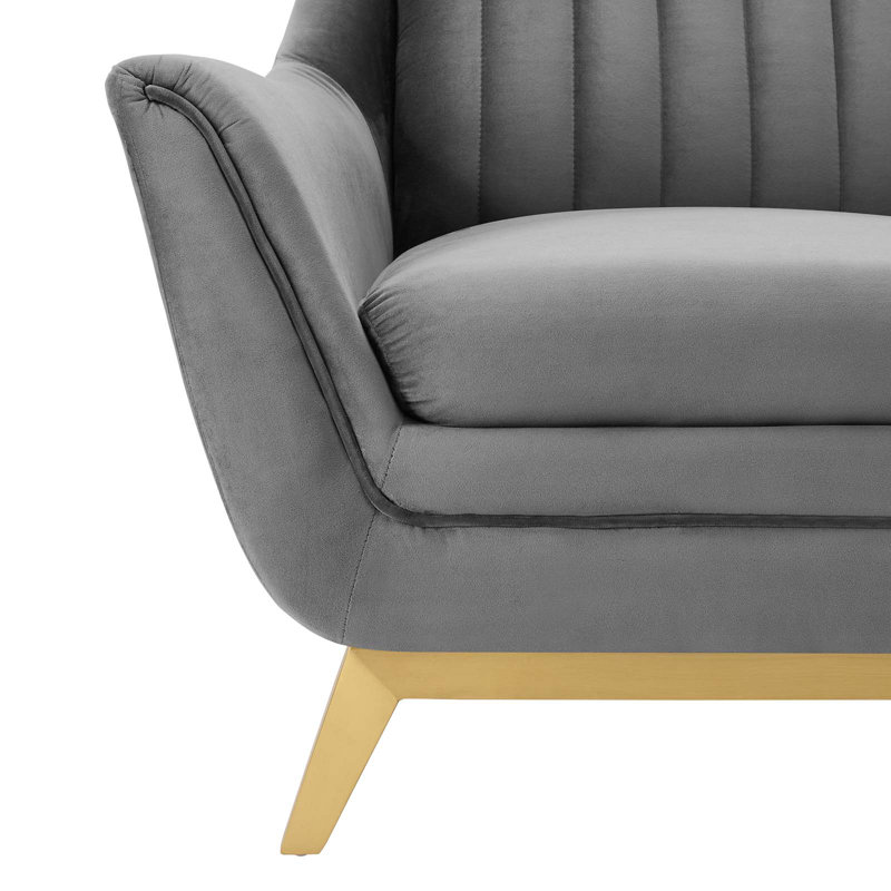 Winsome Channel Tufted Performance Velvet Armchair, Gray 100% Polyester