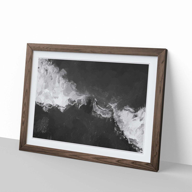 Surfing the Waves - Framed Print, 62cm H x 87cm W x 2cm D, Walnut Framed