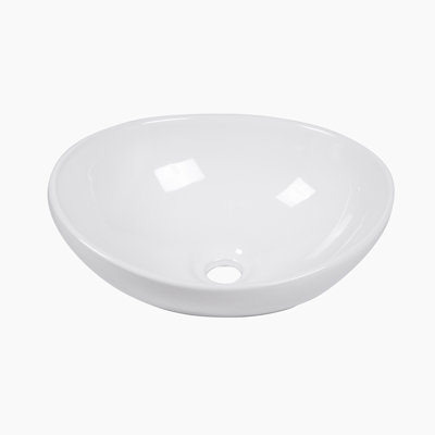 Hewei 13'' White Ceramic Oval Vessel Bathroom Sink