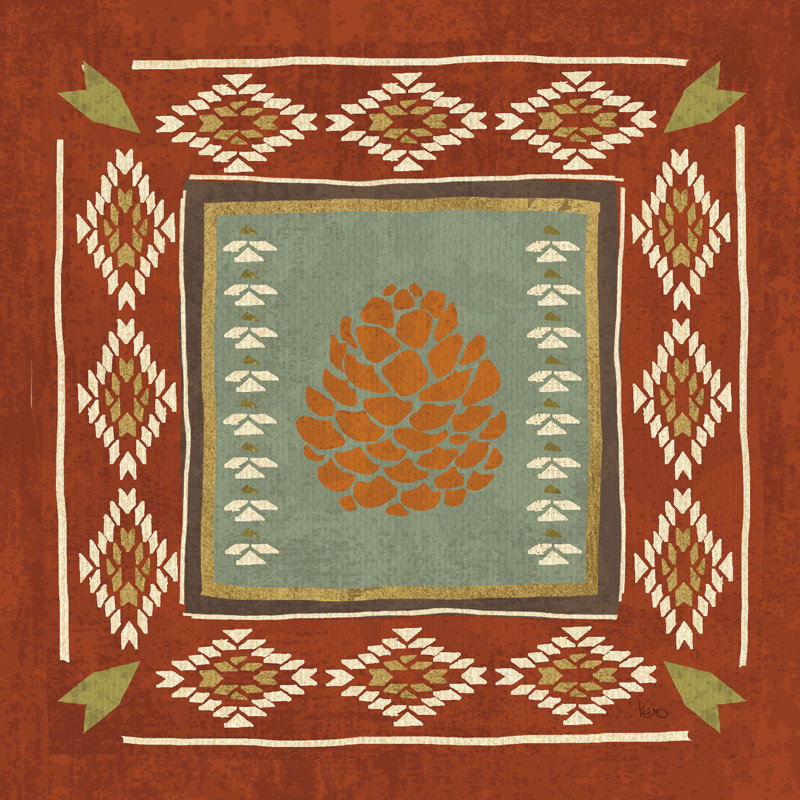 «Lodge Resort Tile IV» par Veronique Charron - peinture sur toile tendue, H 20 po x l 20 po, Pas de tapis