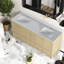 Meuble-lavabo en bois de chêne compact avec éviers doubles, solution de rangement moderne
