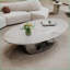 Table basse moderne en faux marbre blanc avec base sculpturale en acier inoxydable Modern Easy Stable