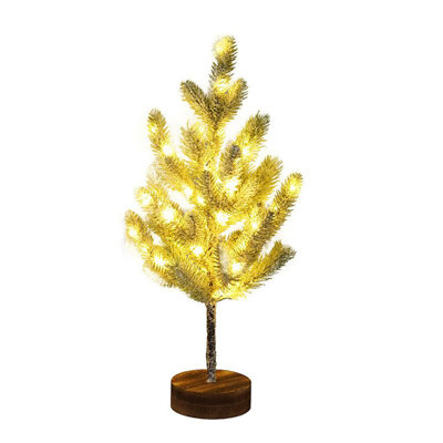 Small Christmas Tree For Trees Lamp With  LED Lights Artificial Lighted Snowy  Tree For Tabletop Desk Decor 21.65 Inch Fake Tree For Centerpiece Decorations