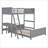 Twin Over Full Pine Wood Bunk Bed with Desk Gray No Box Spring Needed for Small Spaces-314111629-314111628