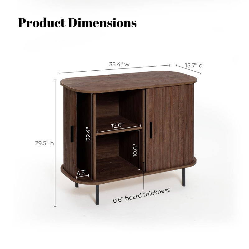 Buffet 35,4 "avec rangement, Noyer