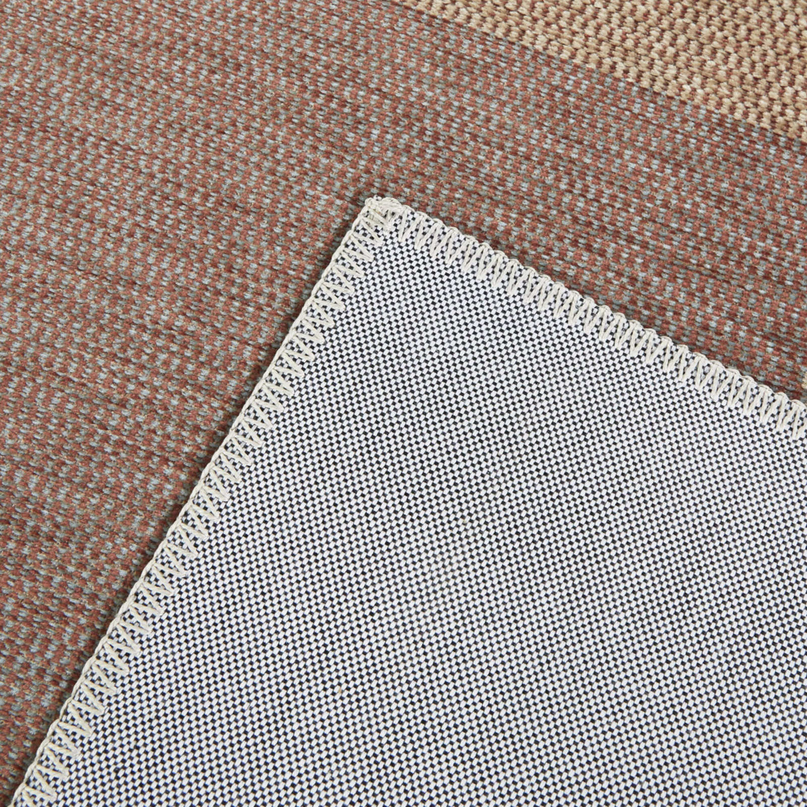 Clements Rust Blue Brown Geometric Rug, Rectangle 5'3" x 7'