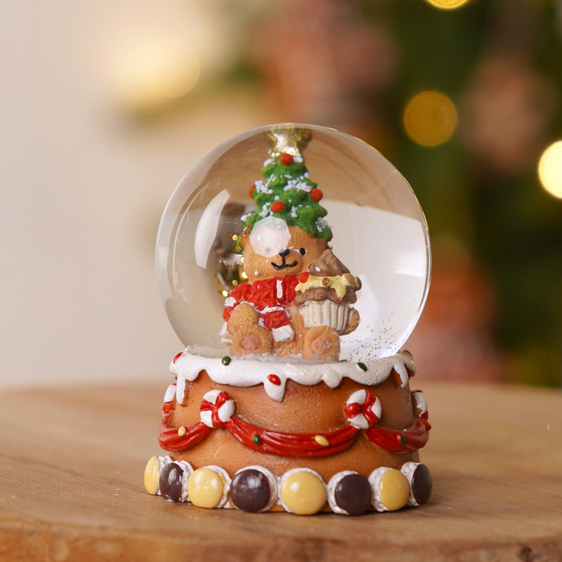 Gingerbread Lane Teddy Bear Snow Globe