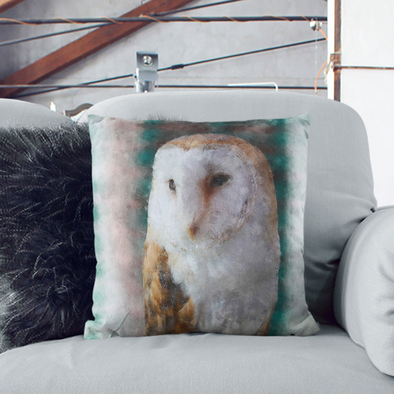 Barn Owl Vol.7 Painting Square Throw Cushion, 40cm H x 40cm W x 15cm D