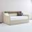 Twin Size Daybed In Beige, With Storage Compartments, Led Lighting And Charging Facility Upholstered Beige Possibilities, Lights Convenience Provision-1163058757