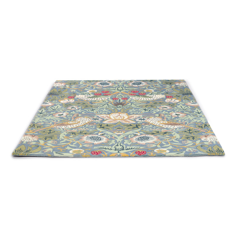 Handmade Wool Floral Area Rug, Rectangle 9' x 12'