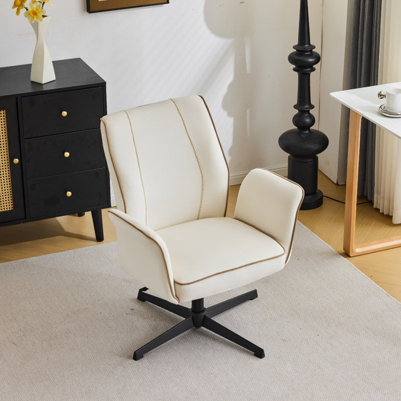 Chaise de bureau pivotante en velours 28,5 po, Blanc