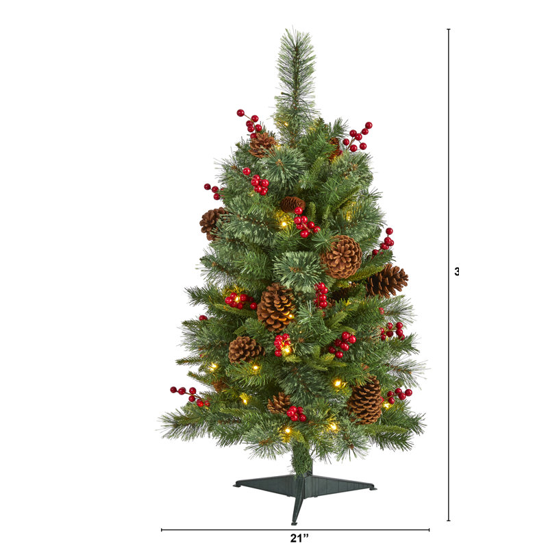 Lighted Artificial Christmas Tree, 3' H