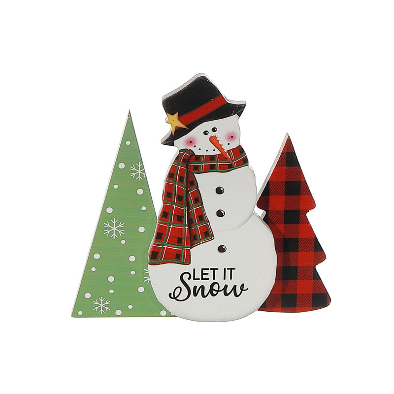 Bonhomme de neige de table avec arbre Let It Snow