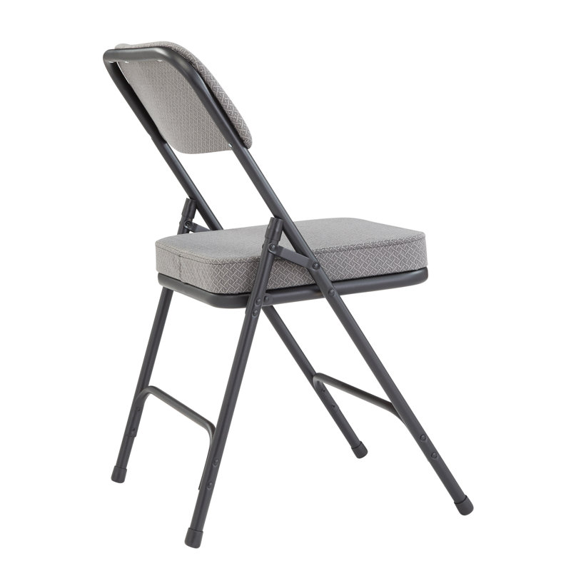 National Public Seating Fabric Padded Stackable Folding Chair Set of 4, Charcoal Grey