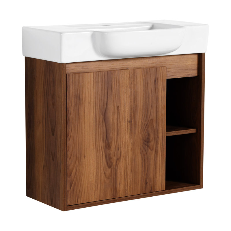 24'' Wall-Mounted Bathroom Vanity With  Ceramic Sink & Soft-Close Door