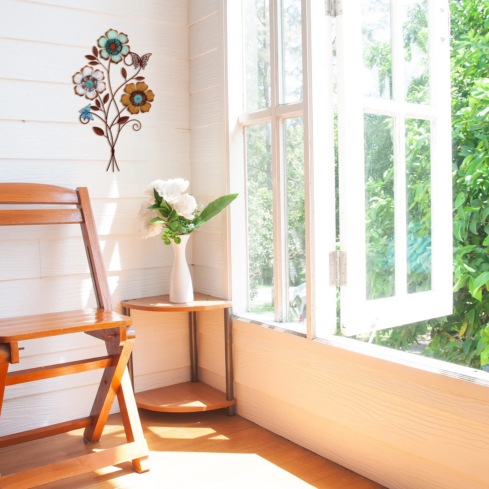 Red Barrel Studio® Tricolor Flower Wall Decor Vintage Metal Wall Art ...