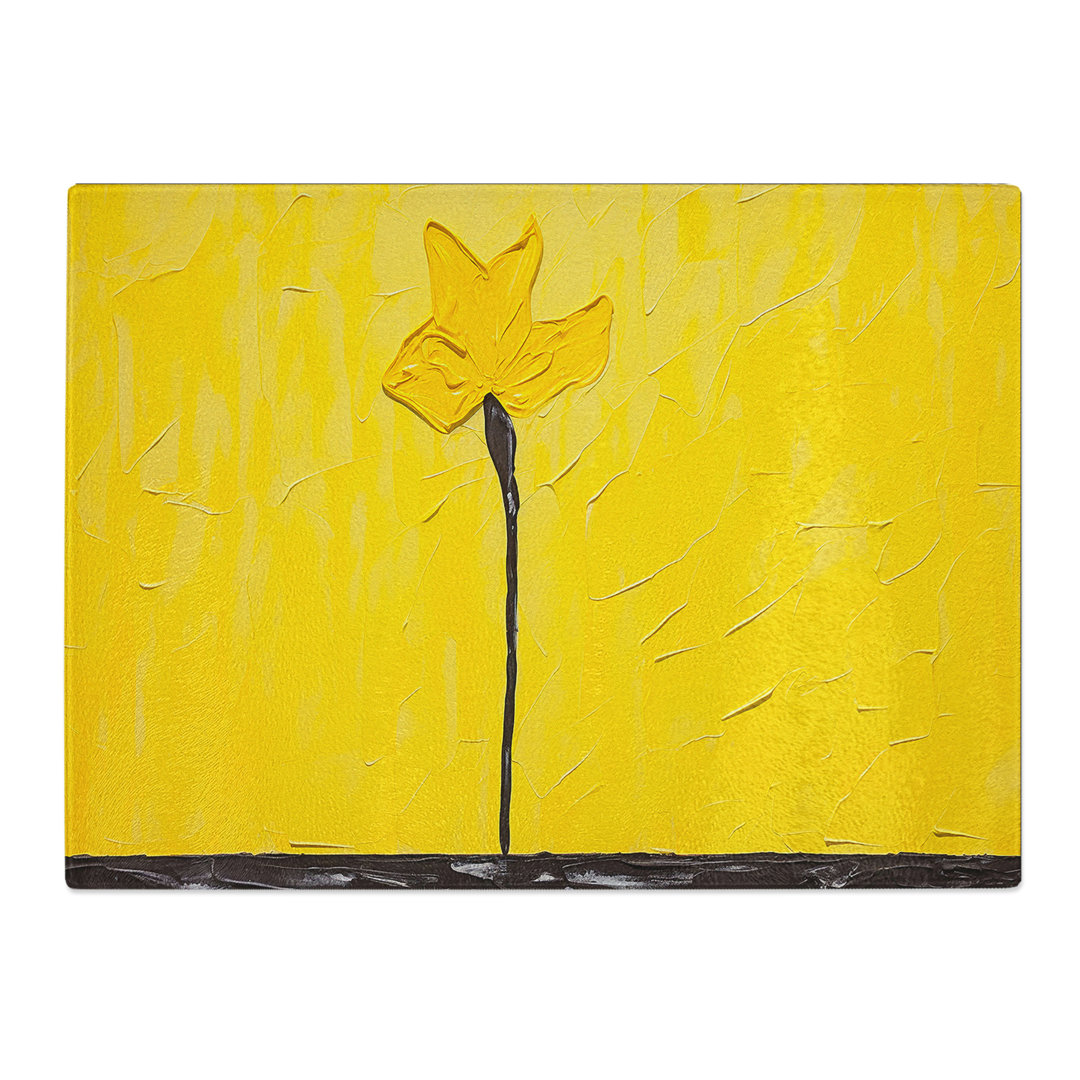 Daffodil Flower Minimalism  Glass Chopping Board