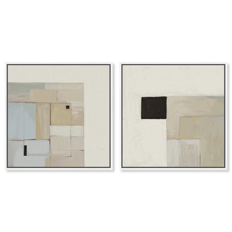Soft Roughness Set Canvas Abstract Print by Oliver Gal, Black Frame, 12 x 12, 25"H x 25"W, White Floater Frame