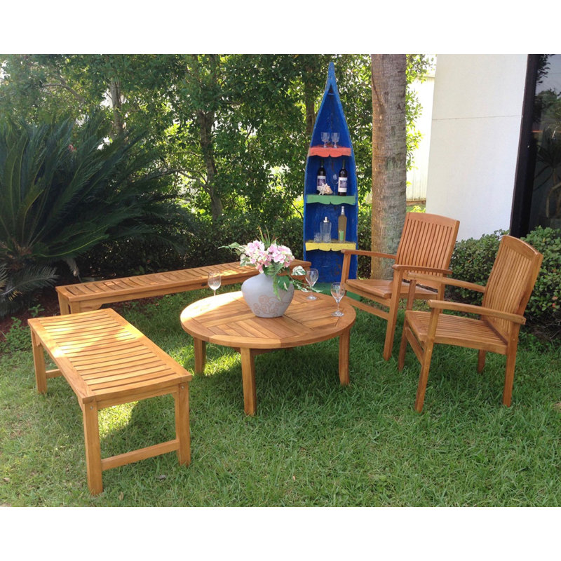 Santa Monica Outdoor Teak Dining Bench, 18" H x 73" W x 20" D