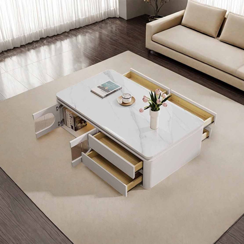 Table basse rectangulaire, H 21,7 po x L 47,2 po x l 25,6 po, Gris clair, Blanc
