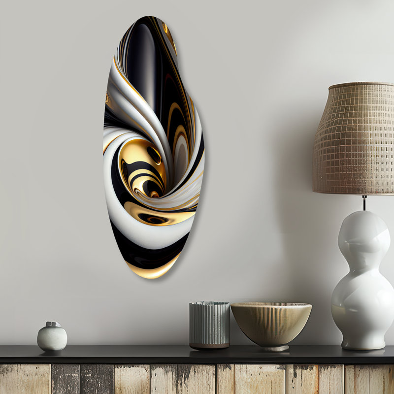 Cofi - Abstract Spirals Asymmetrical Metal Print, Modern Freeform Metal Wall Art, 30" H x 11" W