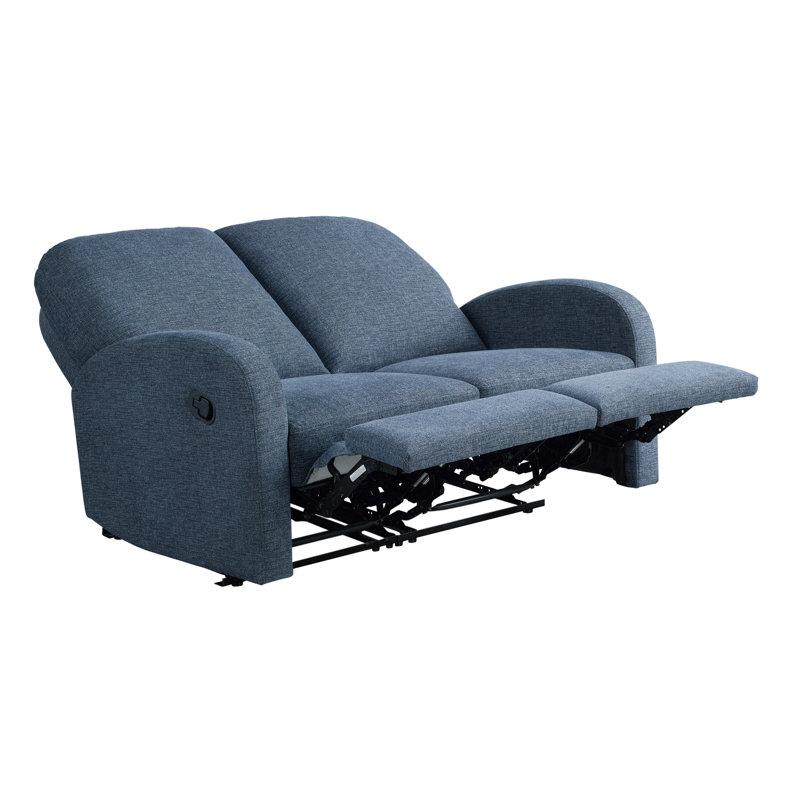 Hallstead Manual Reclining Loveseat 58.3 Soft Modern Curved Arm Pocket Coil Comfort Easy Assembly, Blue