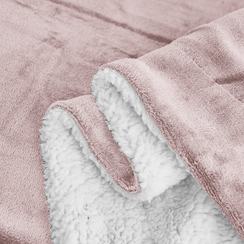 Luxury Sherpa Fleece Throw Blanket, Bedroom, Bedding, King size, Double, 150cm W x 200cm L, Pink
