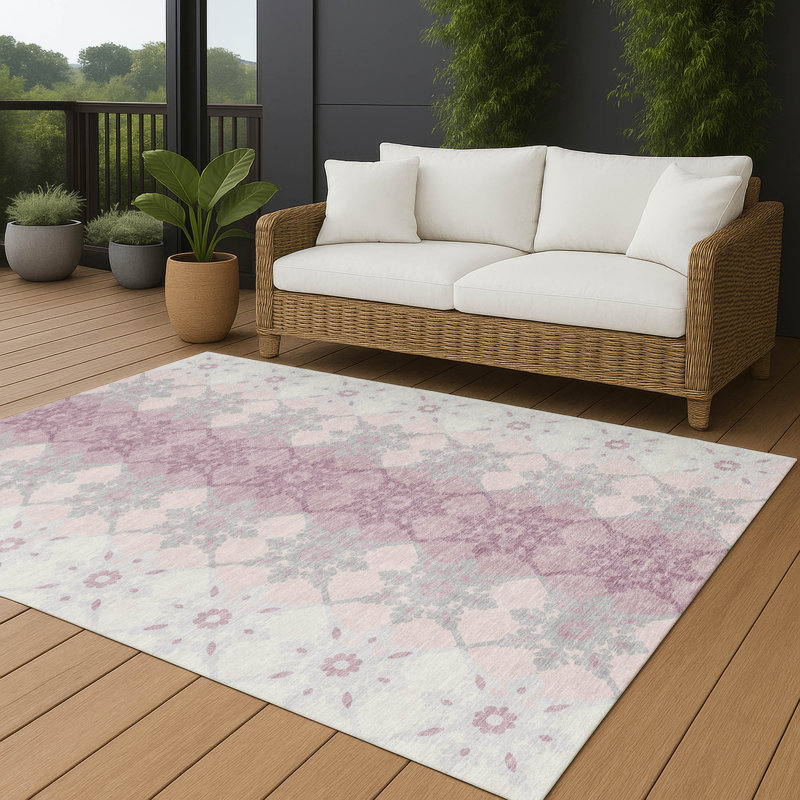 Machine Washable Indoor/Outdoor Chantille ACN2759 Americana Rug, 8' x 10', Pink