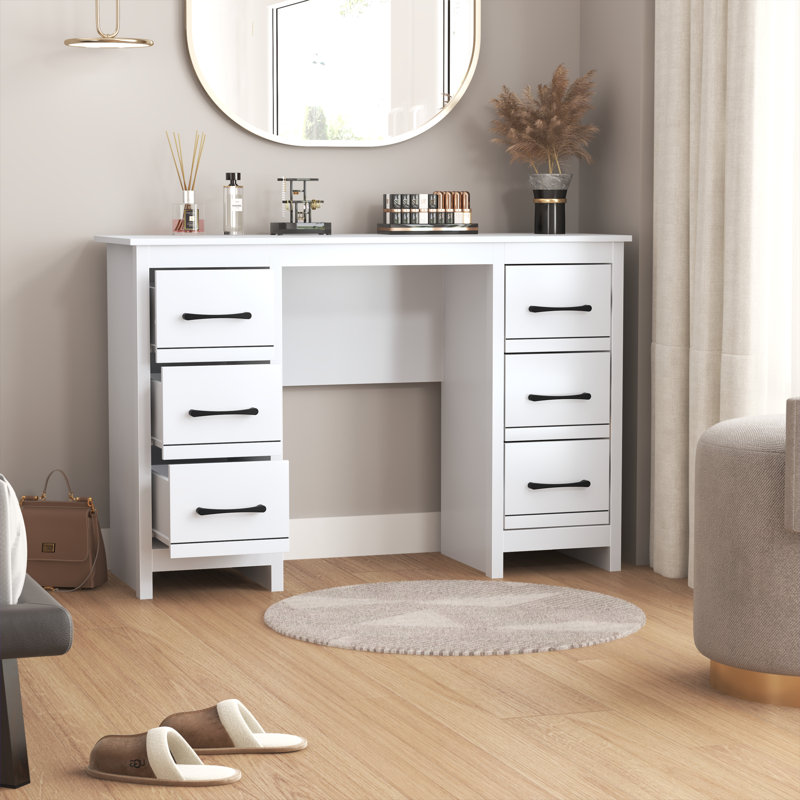 Alezae Dressing Table with 6 Drawers, White