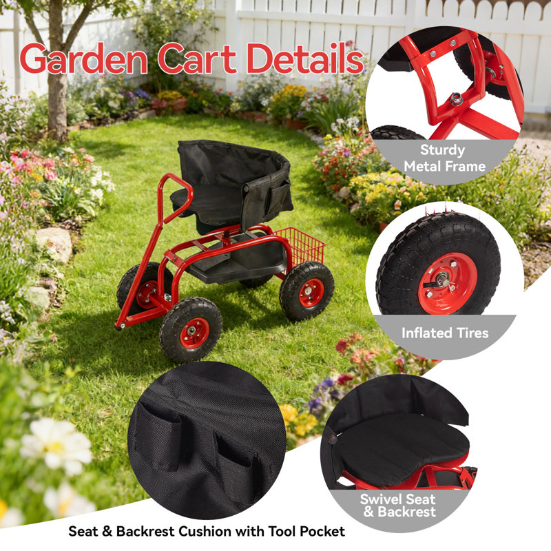 Siège de jardin avec dossier ergonomique Kinfant, Rouge