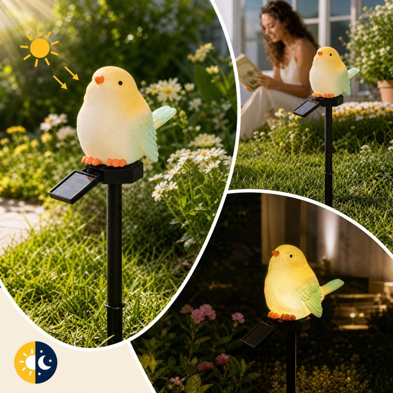 Bannière lampe solaire à piquet en forme d'oiseau, lampe DEL à insérer dans le sol pour décoration extérieure, quatre couleurs offertes