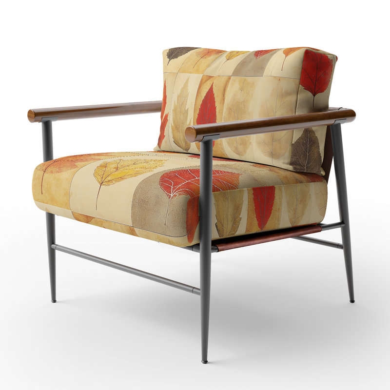 Chaise d'appoint Leaves - Autumn Leaves Collage, Brown Round Arms