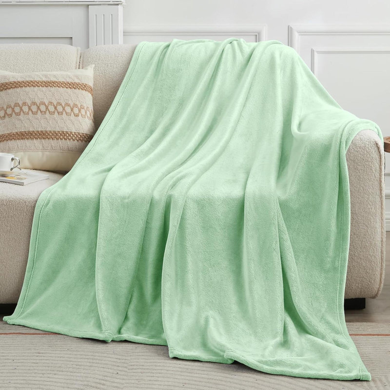 Jeté en polaire pour lit simple léger en microfibre 60 x 80 pouces, Vert