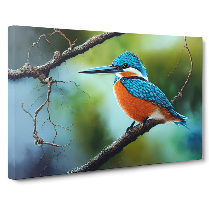 An Effervescent Kingfisher Bird - Wrapped Canvas, 50cm H x 76cm W x 3cm D