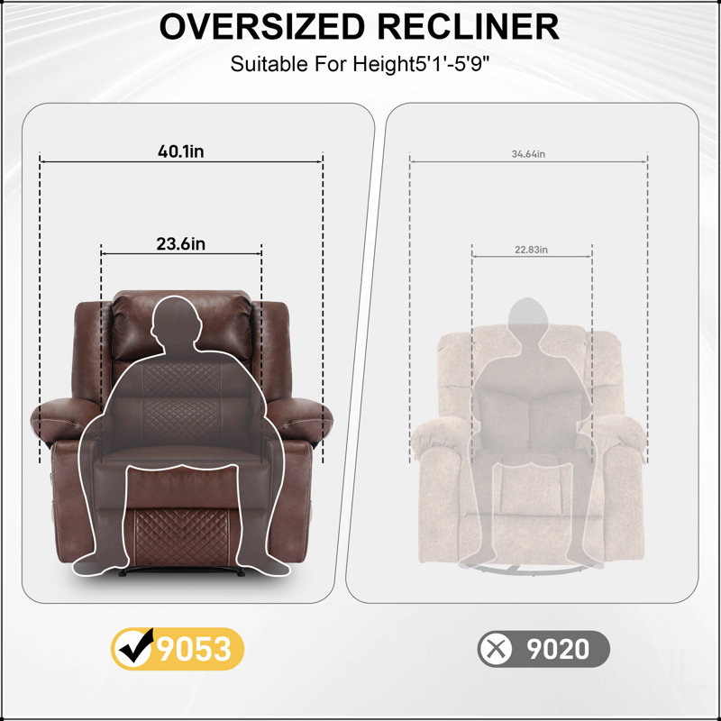 Breathable Leather Massage Recliner Chair Manual Living Room Reclining Sofa, Brown Faux Leather