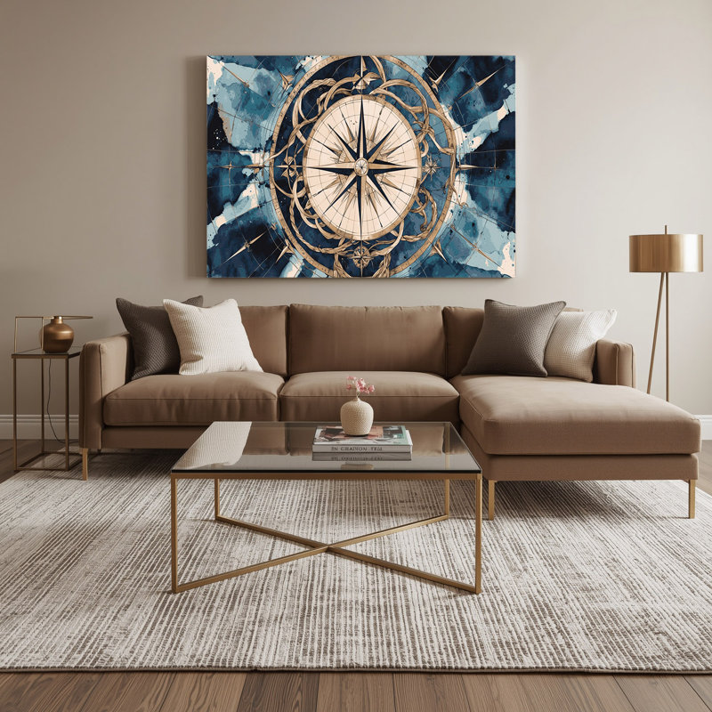 Art nautique sur toile gris, H 11 po x l 14 po