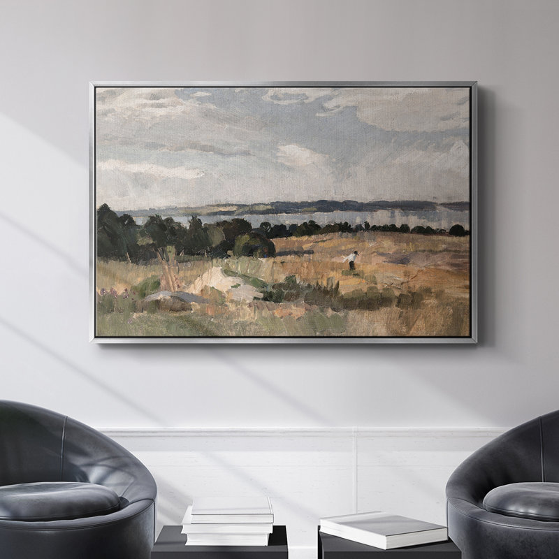 Paysage rétro - CMXLII, Toile encadrée flottée blanche, H 25 po x l 37 po x P 2 po