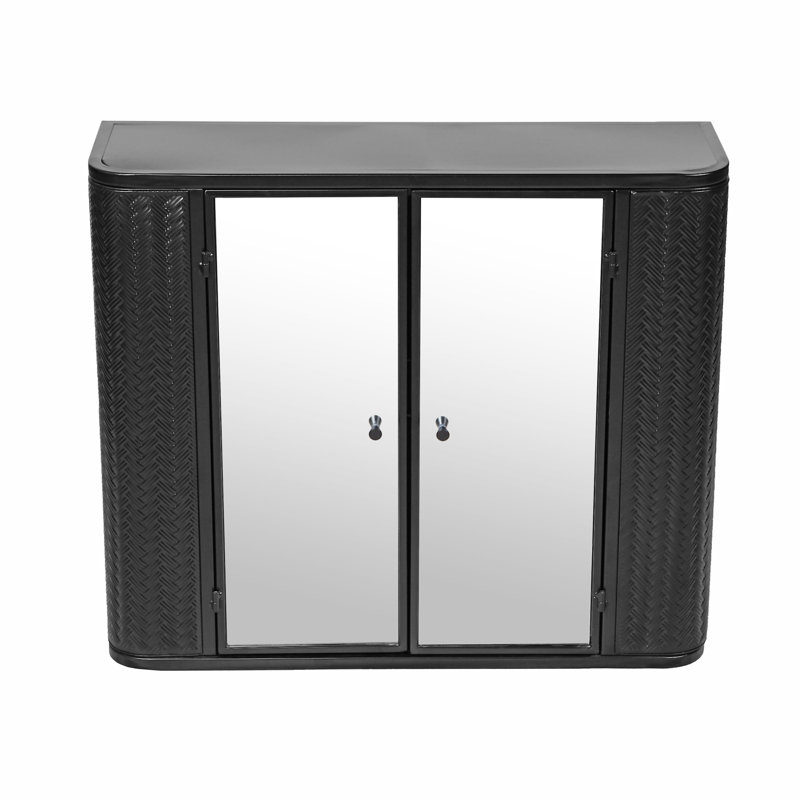 Black Wall-Mounted Bathroom Cabinet With Mirror, Antique Black