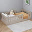 Lit plateforme surbaissé avec garde-corps de sécurité, lit simple en bois massif naturel pour chambre d'enfant-458081502