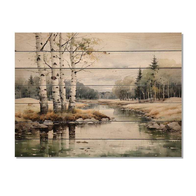 Ismena Birch Woods Birch Haven sur impression de bois, H 30 po x l 40 po x P 0,78 po