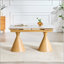 Table de salle à manger extensible avec plateau en pierre et pieds en bois-516337093